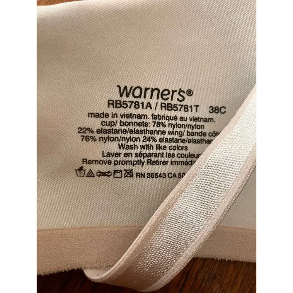 Warner's 38C Bra Beige Leopard Print‎ Detachable Straps Underwire Lightly Padded